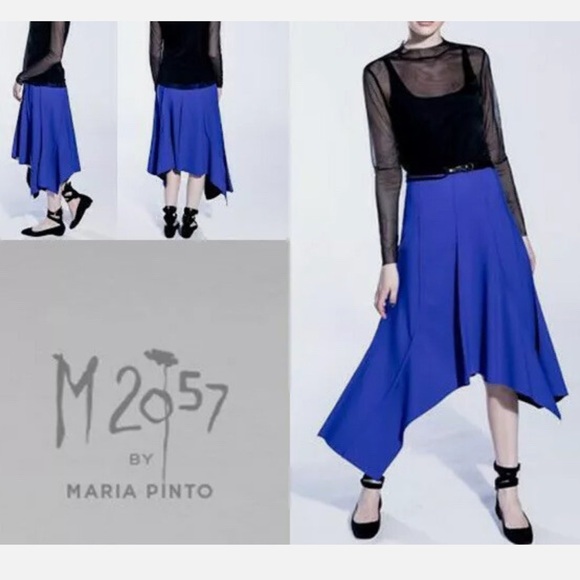Maria Pinto Gabi  Asymmetrical Skirt, Structured Blue, Size L - Picture 1 of 16